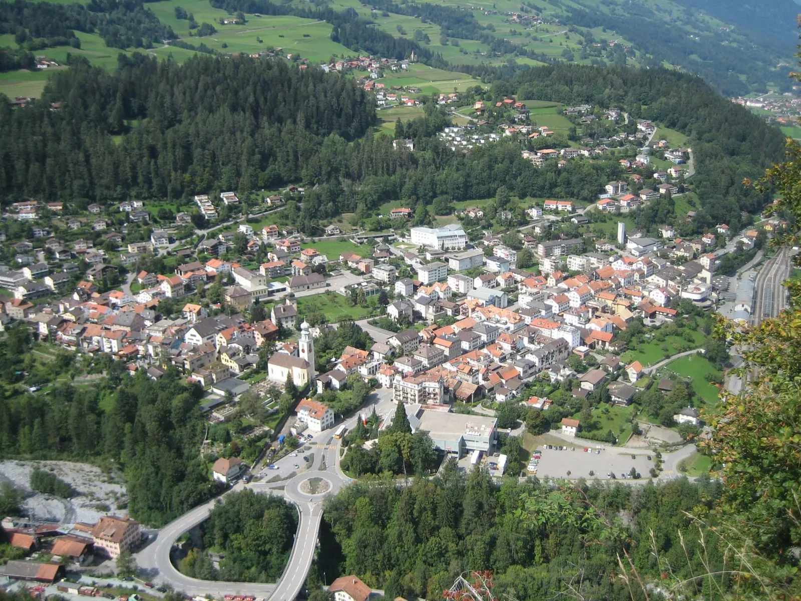 A view over the town of Thusis in the Swiss canton of Graubunden