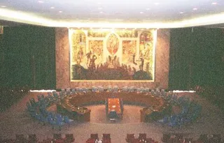 The United Nations Security Council chamber in session