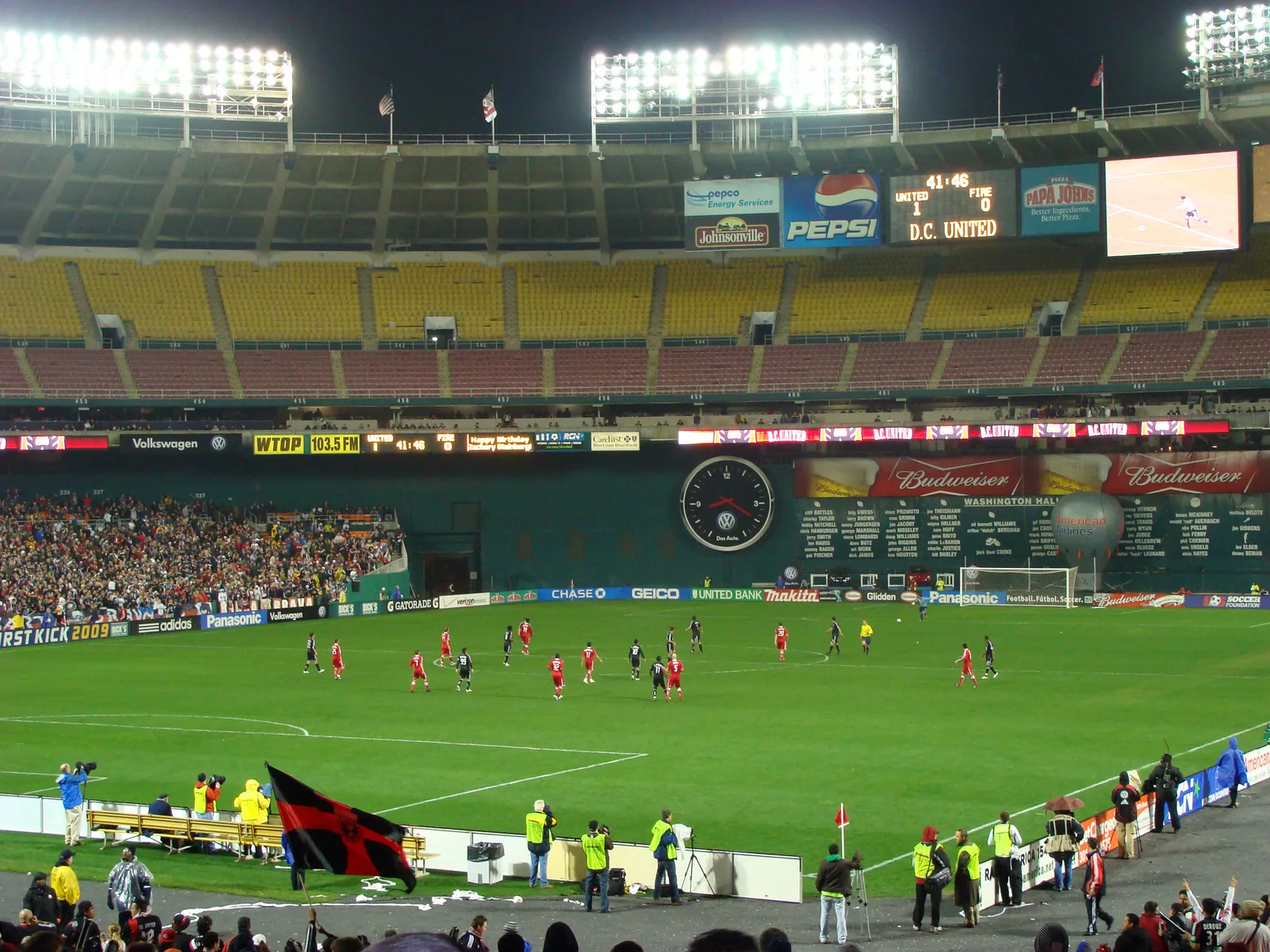 A Major League Soccer match in a stadium