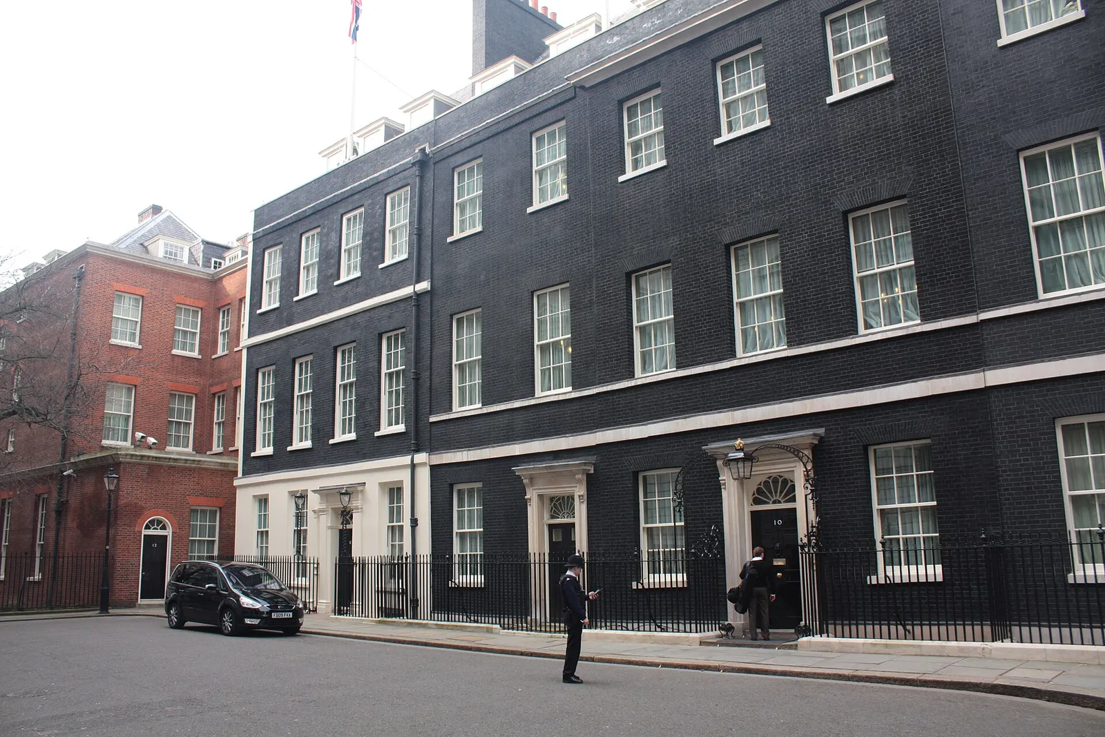 The door of 10 Downing Street, the UK prime minister's official residence