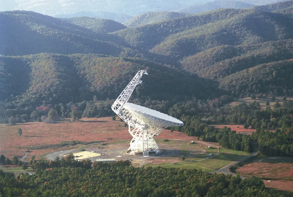 The Green Bank Telescope, a giant steerable radio dish in West Virginia