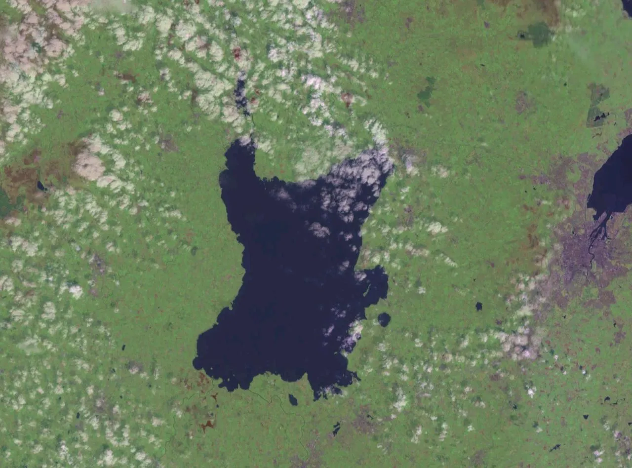 A satellite view of Lough Neagh in Northern Ireland