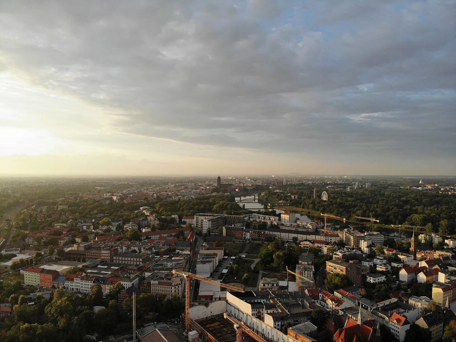 An aerial view of Magdeburg, Germany