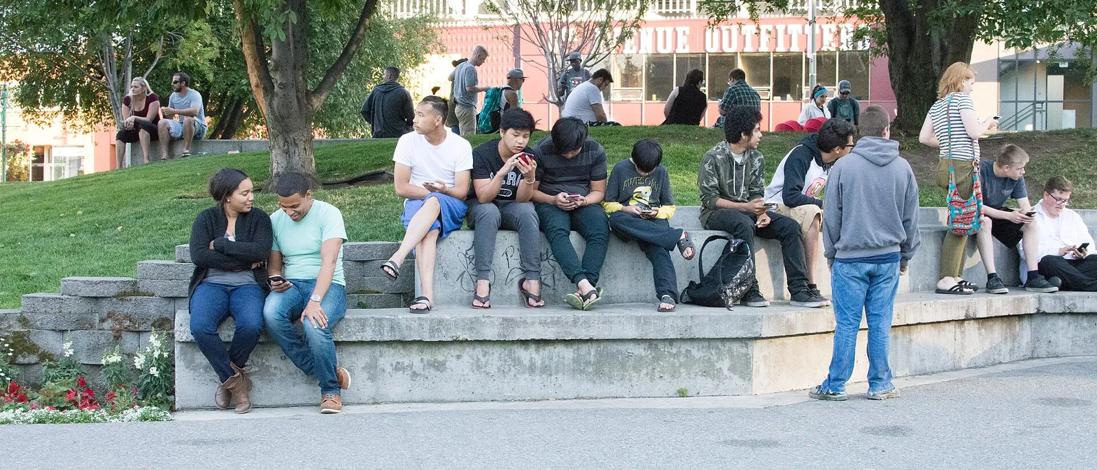 People playing Pokemon Go outdoors (file image)
