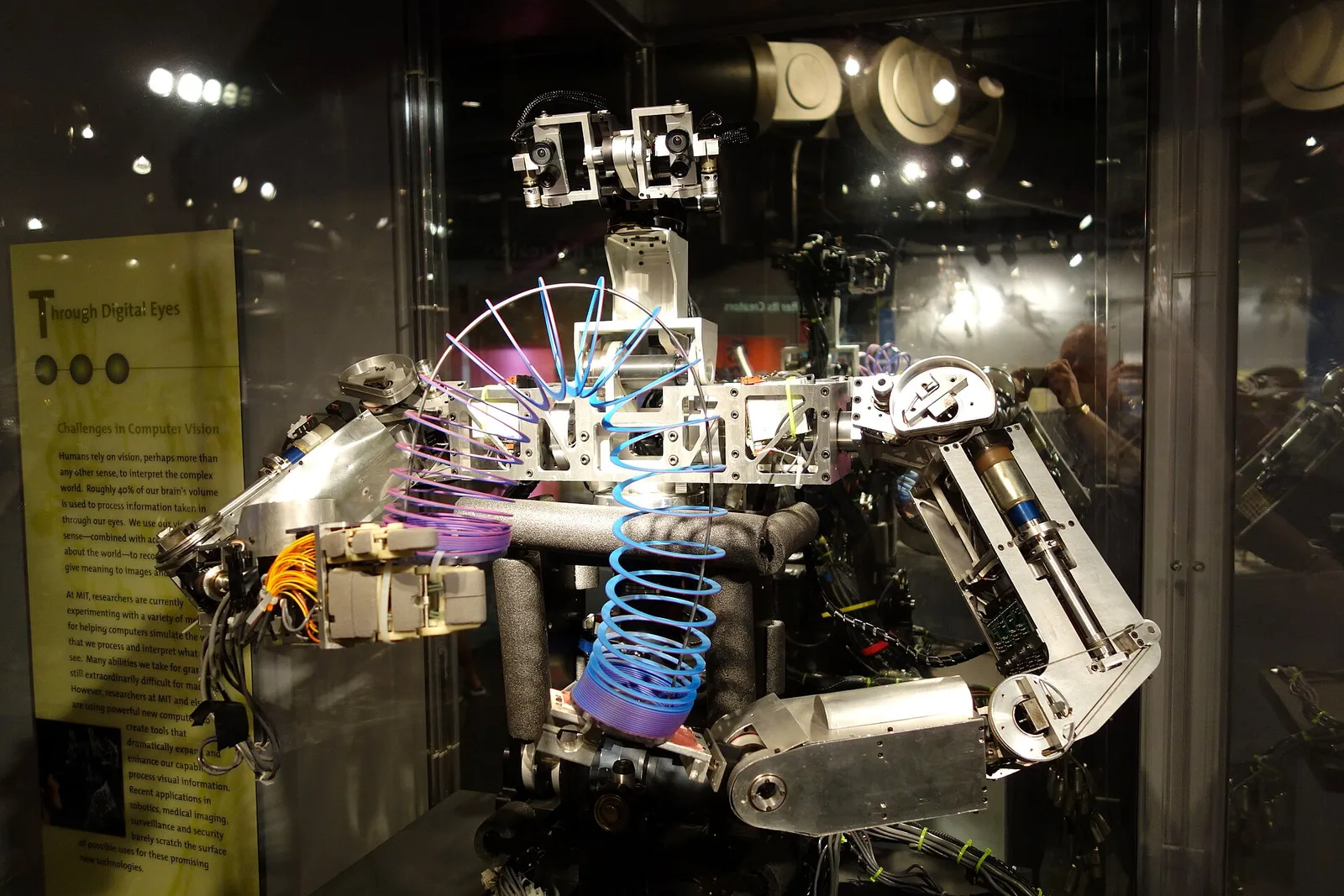 Cog, a humanoid robot built at MIT between 1993 and 2004, on display at the MIT Museum