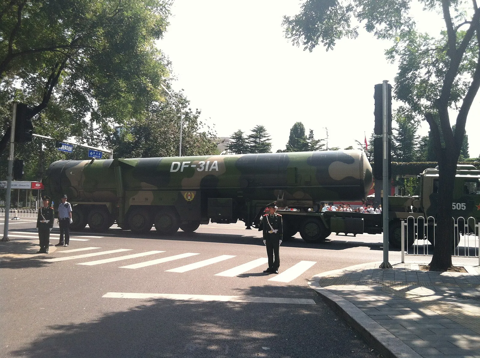 A Chinese long-range ballistic missile on display (file image)