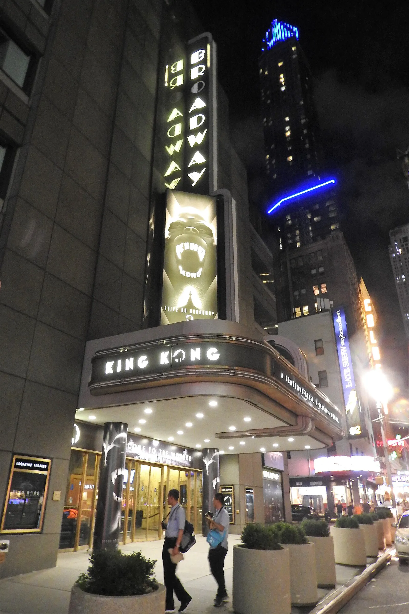A lit Broadway theater marquee in New York (file photograph)
