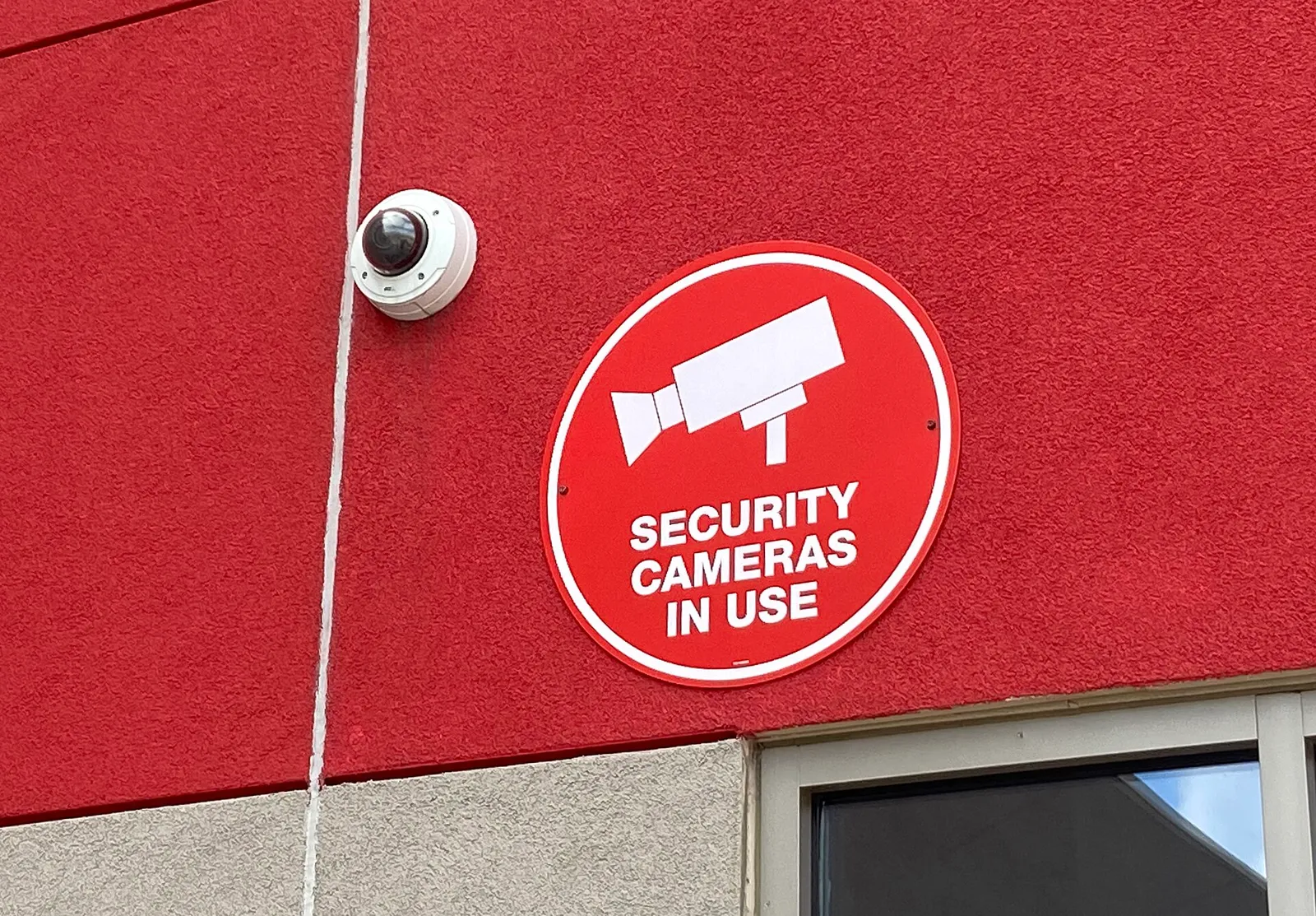 A dome security camera on the exterior of a store (file image)