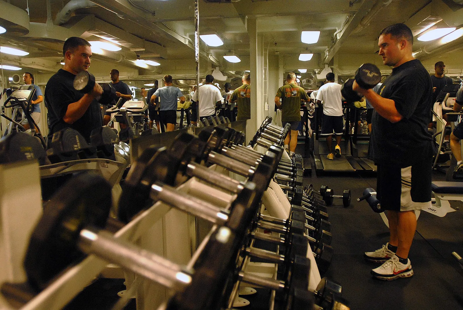 A person lifting weights in a gym (file photograph)