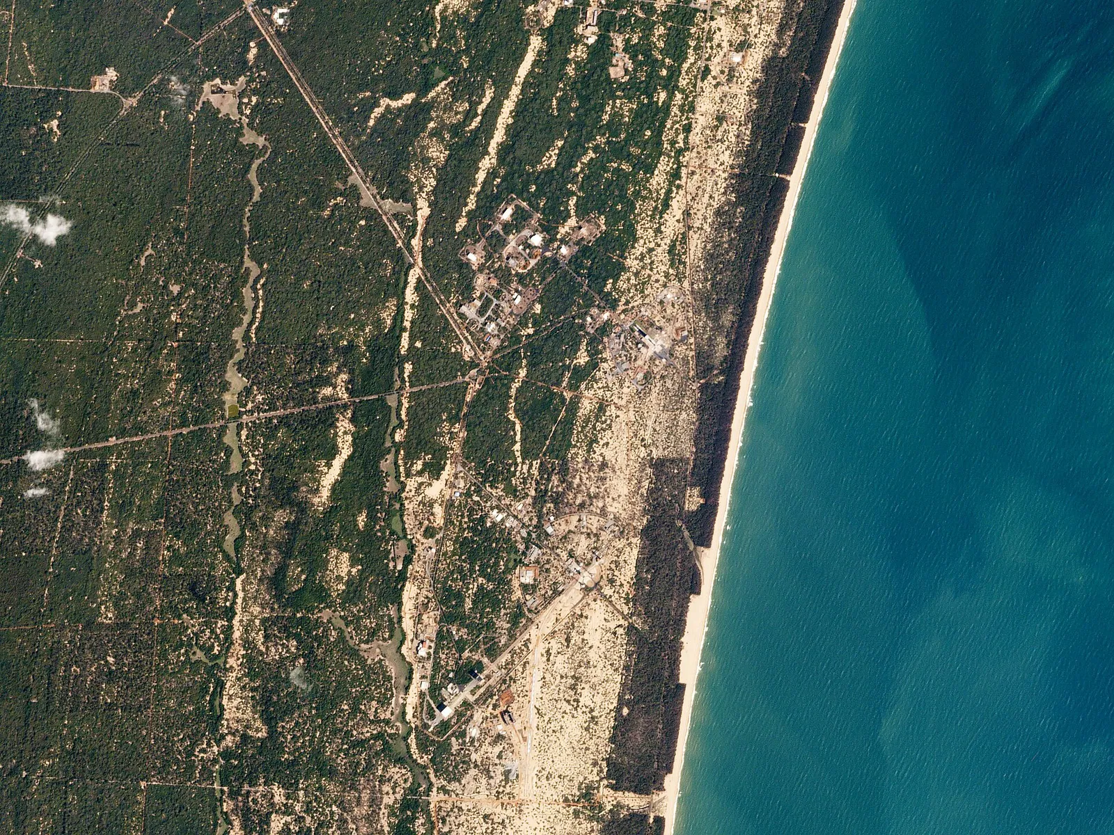 The Satish Dhawan Space Centre at Sriharikota, India, seen from orbit