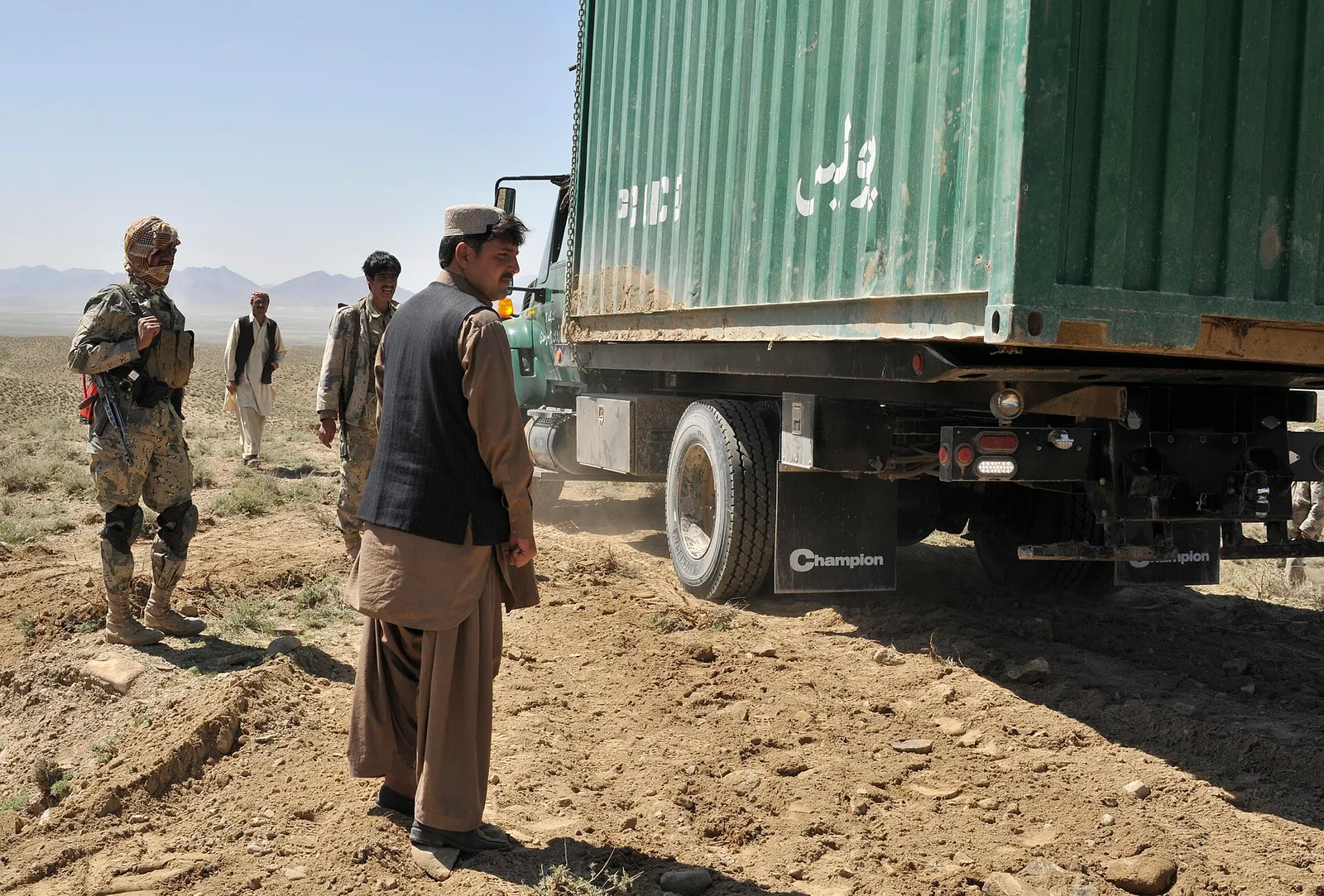 A checkpoint overlooking a mountain pass near the Afghanistan–Pakistan border