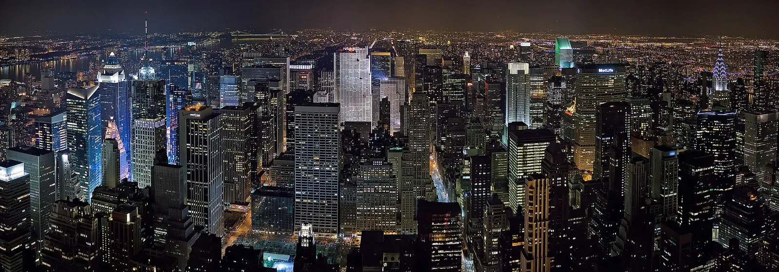 The Manhattan skyline at night
