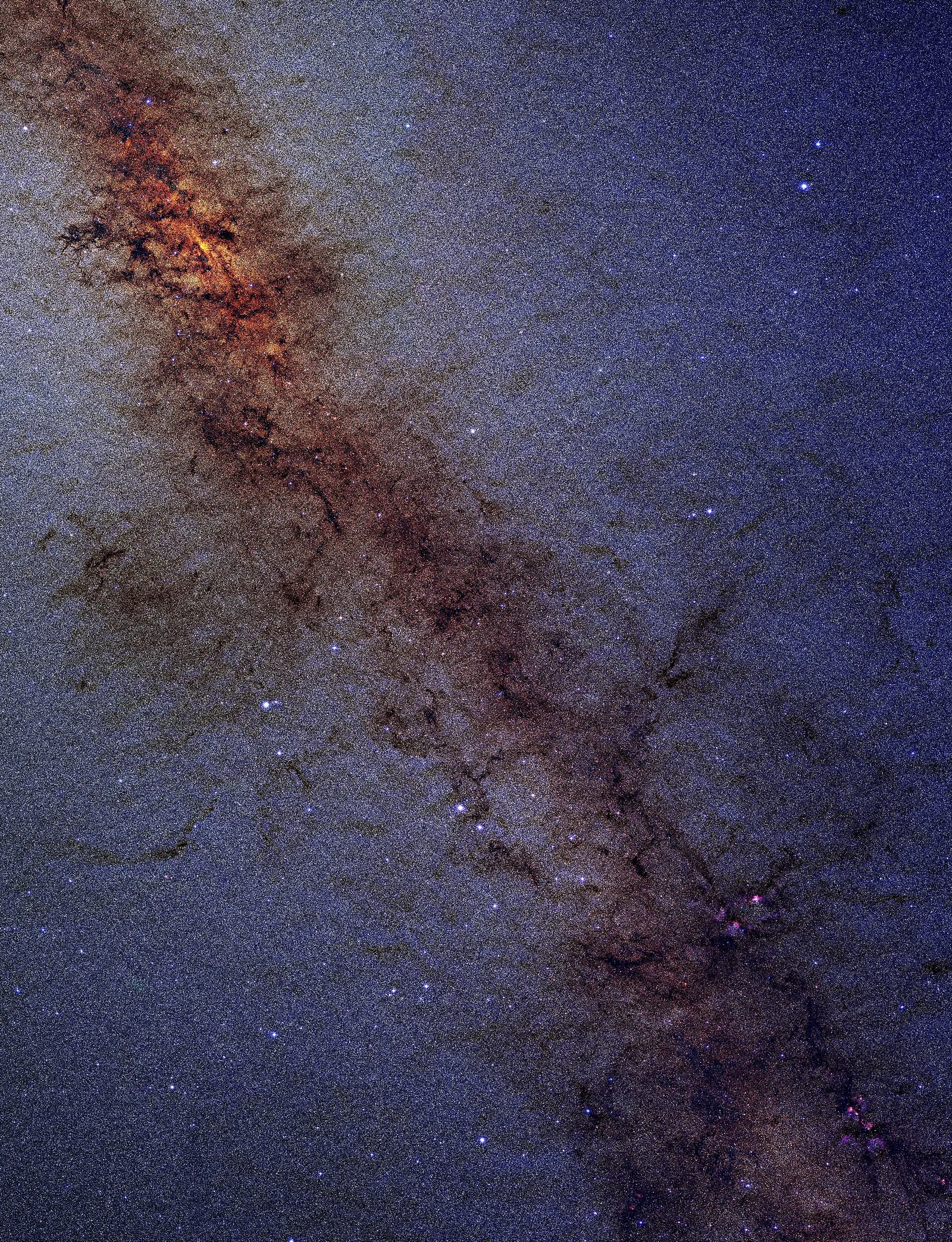 The crowded star fields toward the center of the Milky Way (2MASS infrared image)