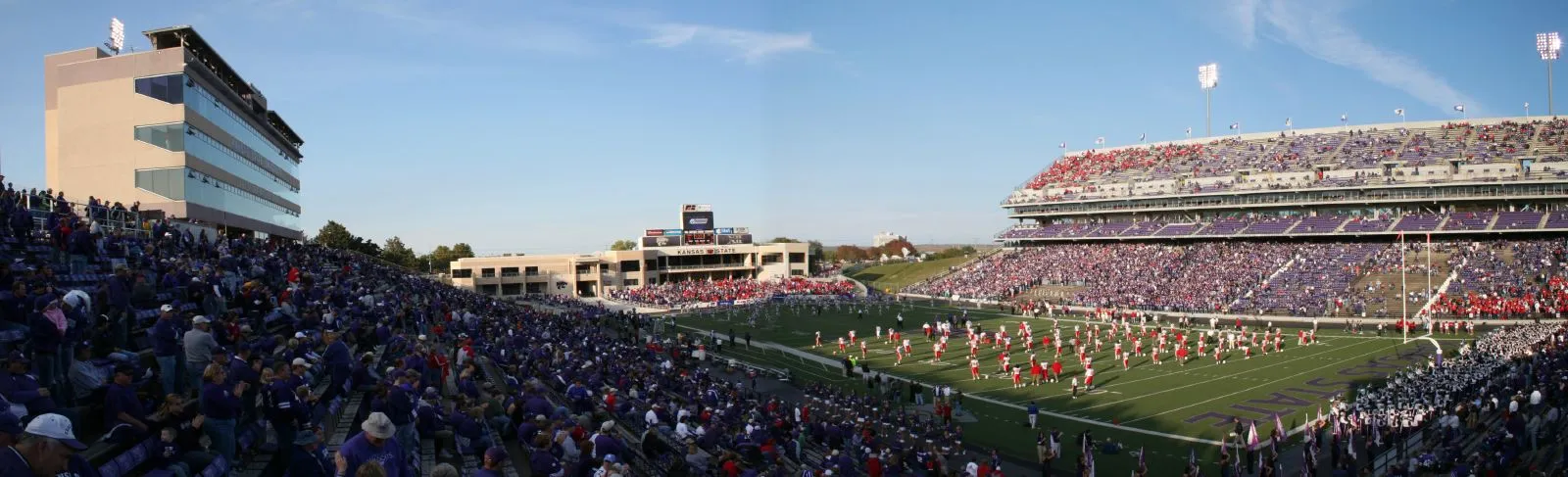 An American football stadium during a game