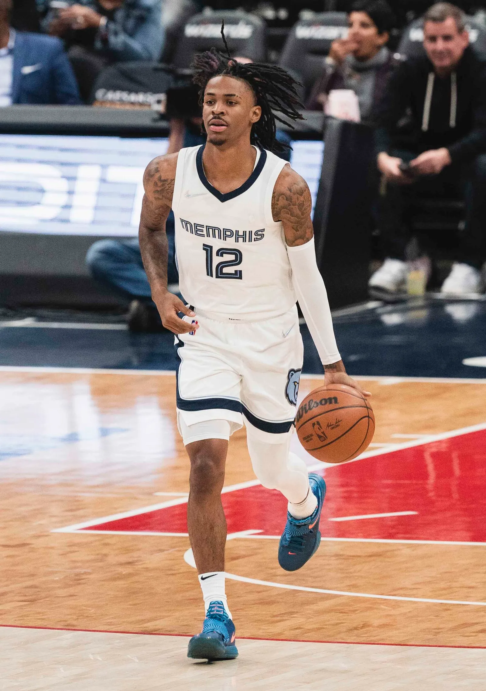 Ja Morant dribbling during an NBA game
