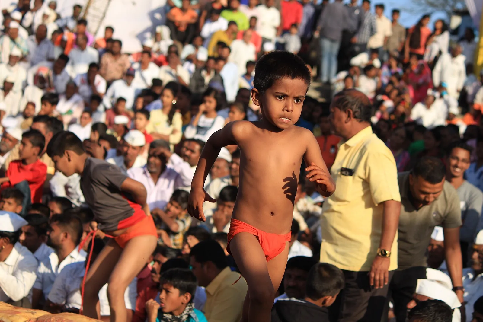 Kushti, traditional mud wrestling, in Maharashtra, India