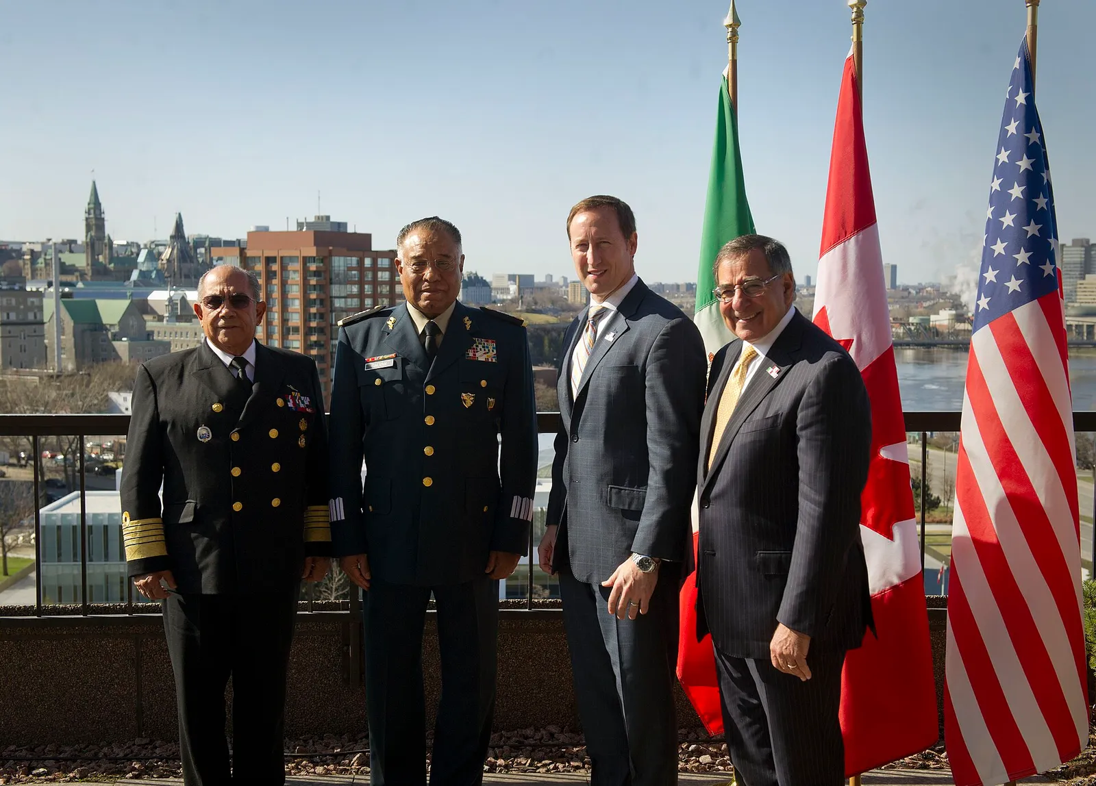 Flags of Mexico, Canada and the United States at a North American trilateral meeting (file photo)