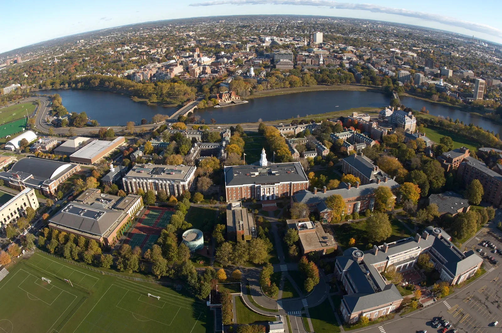 The Harvard Business School campus from the air