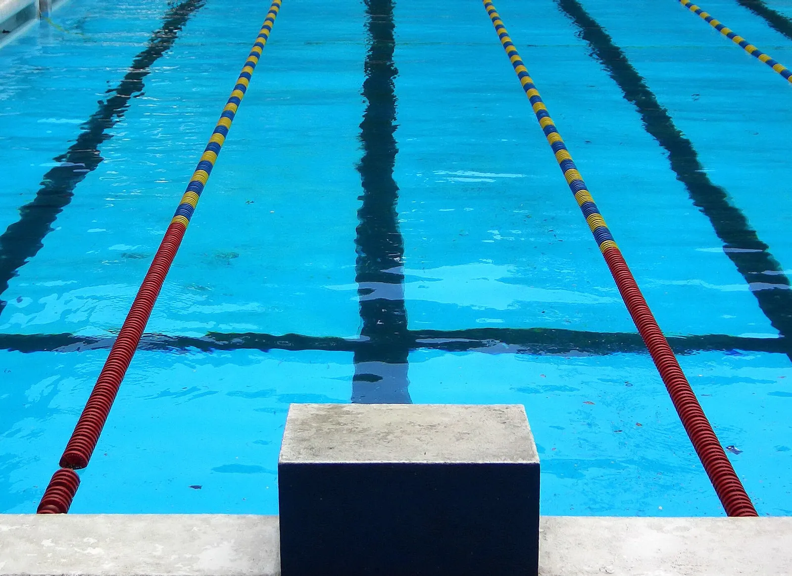 Starting blocks at a competition swimming pool (illustrative)