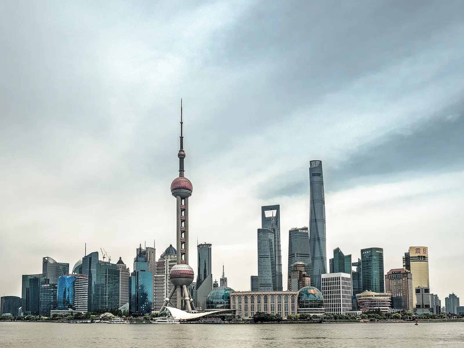 The Pudong financial district skyline in Shanghai