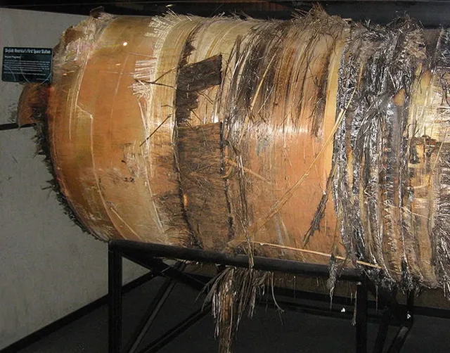 A recovered fragment of the Skylab space station on display (file image)
