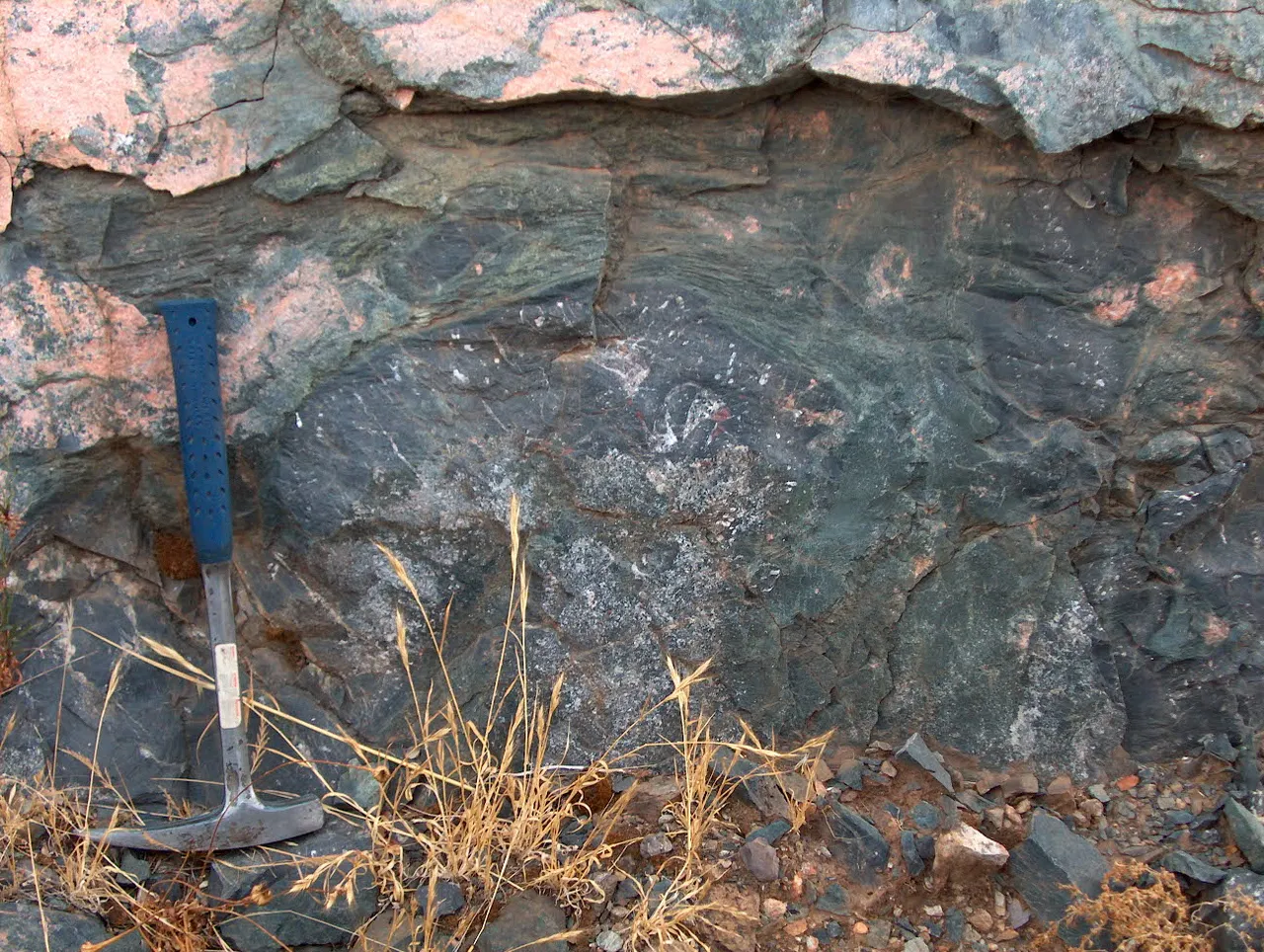 Pillow lava, the rounded rock formed when molten basalt erupts underwater