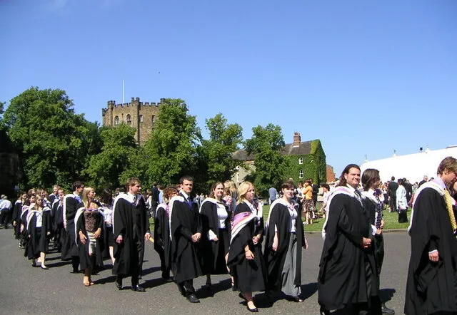 Graduates at a UK university graduation ceremony