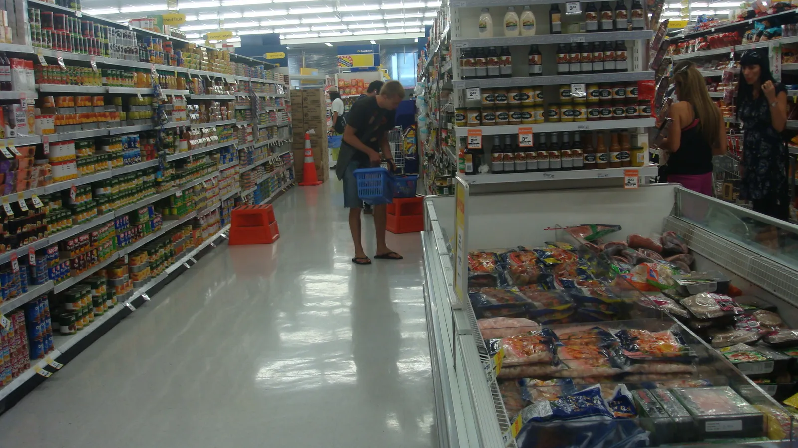 Packaged food on supermarket shelves (file image)