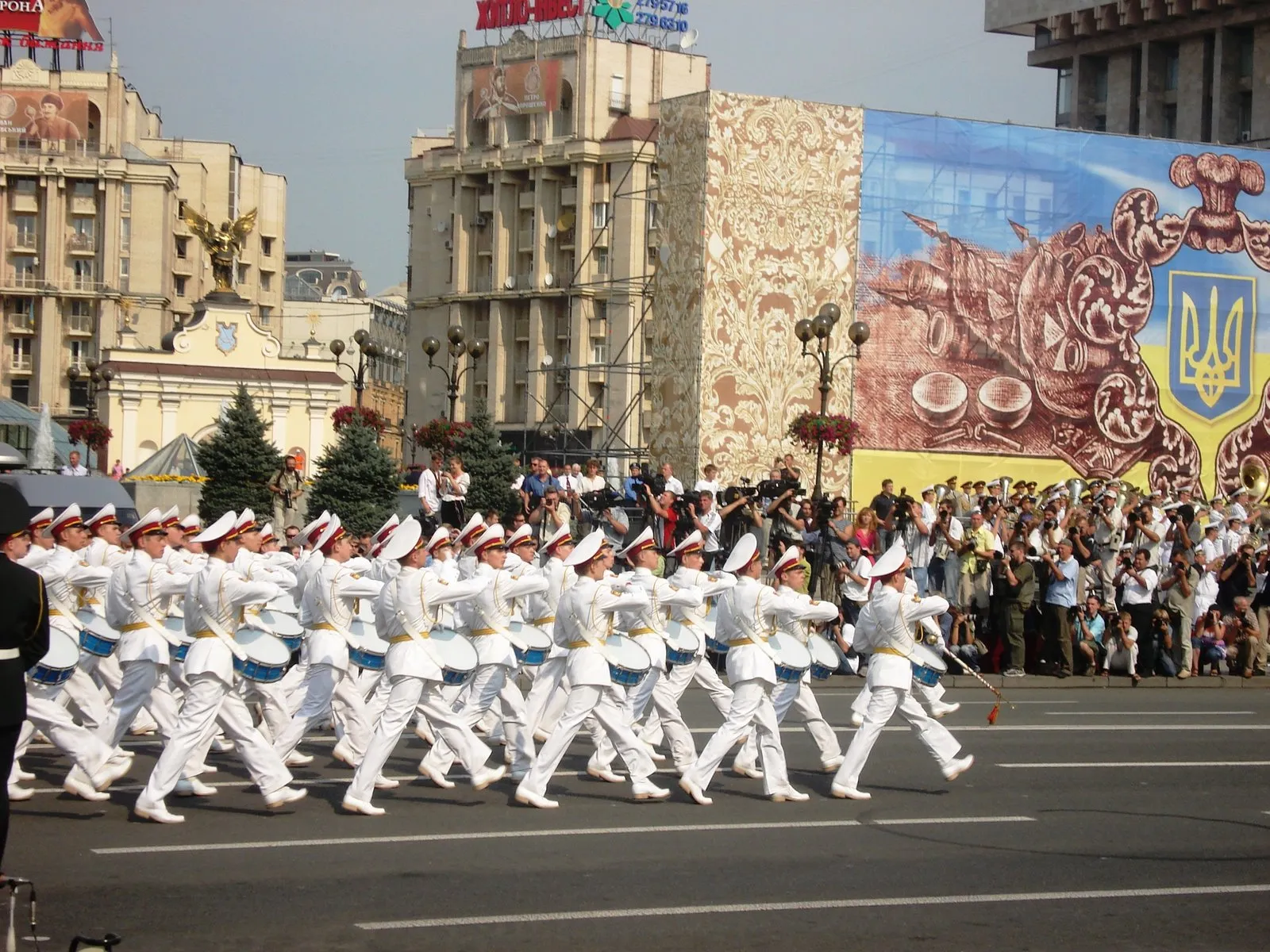 Ukrainian soldiers at a military parade in Kyiv