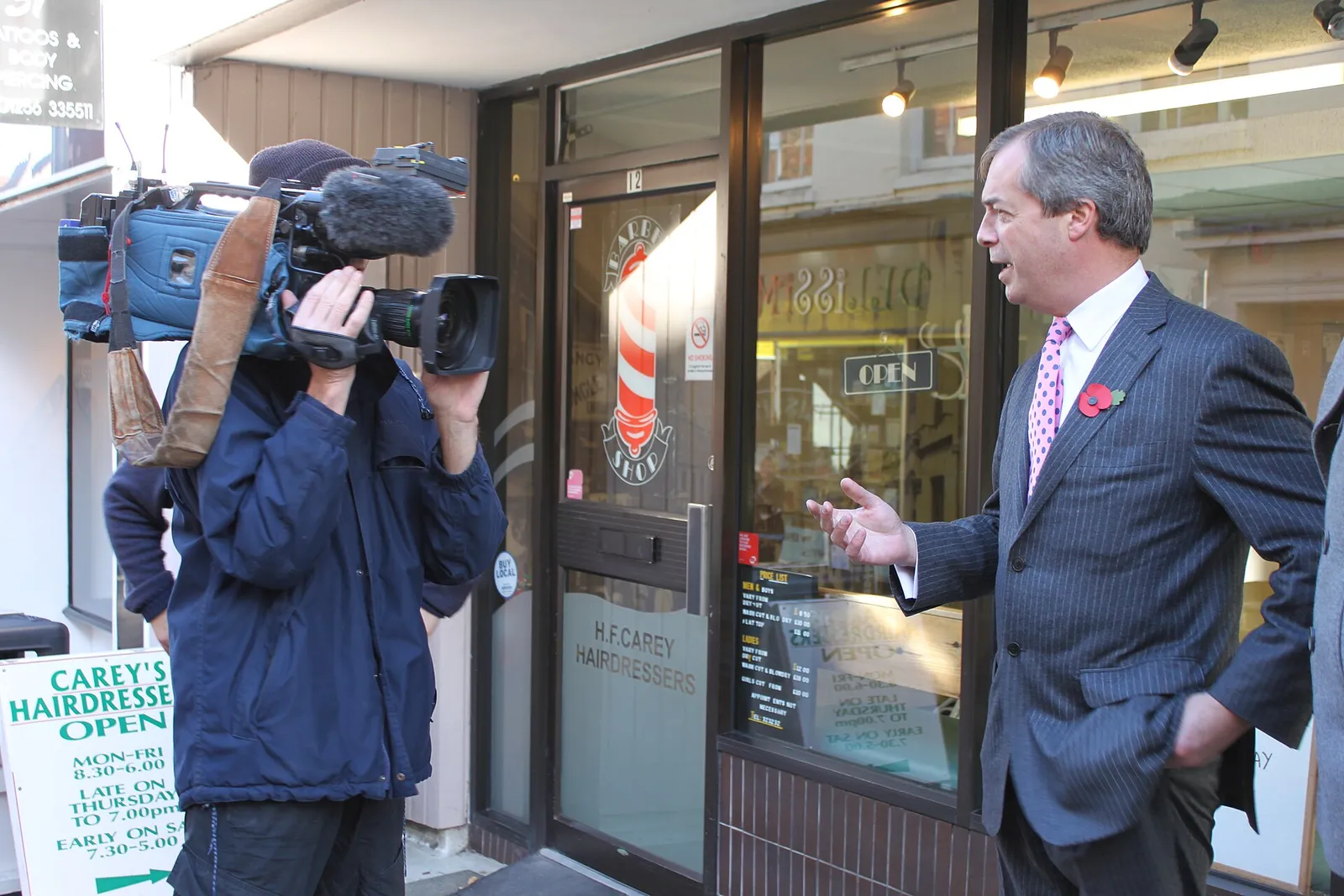 Nigel Farage speaking to reporters