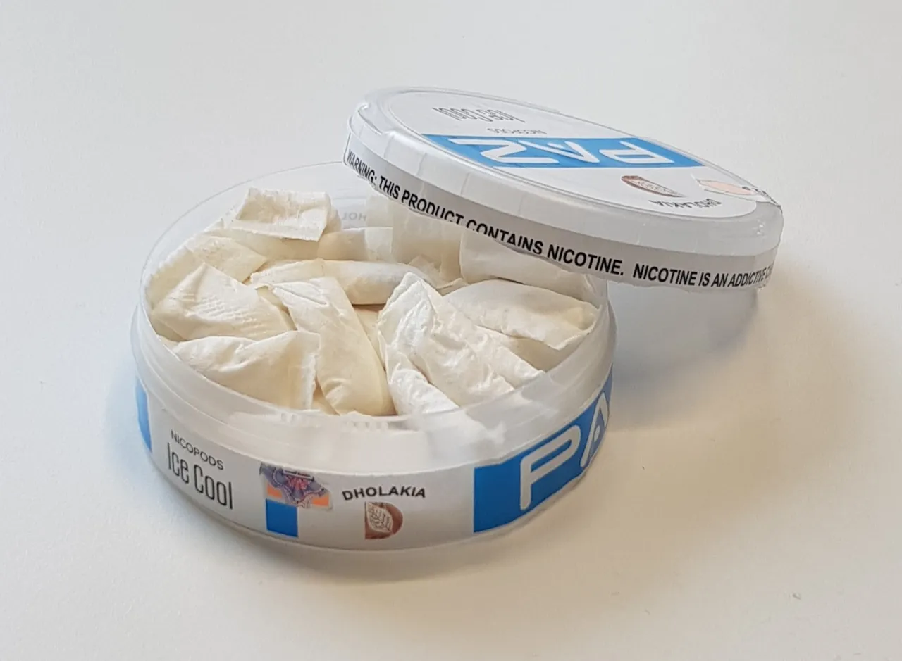 White nicotine pouches in a tin (file image)