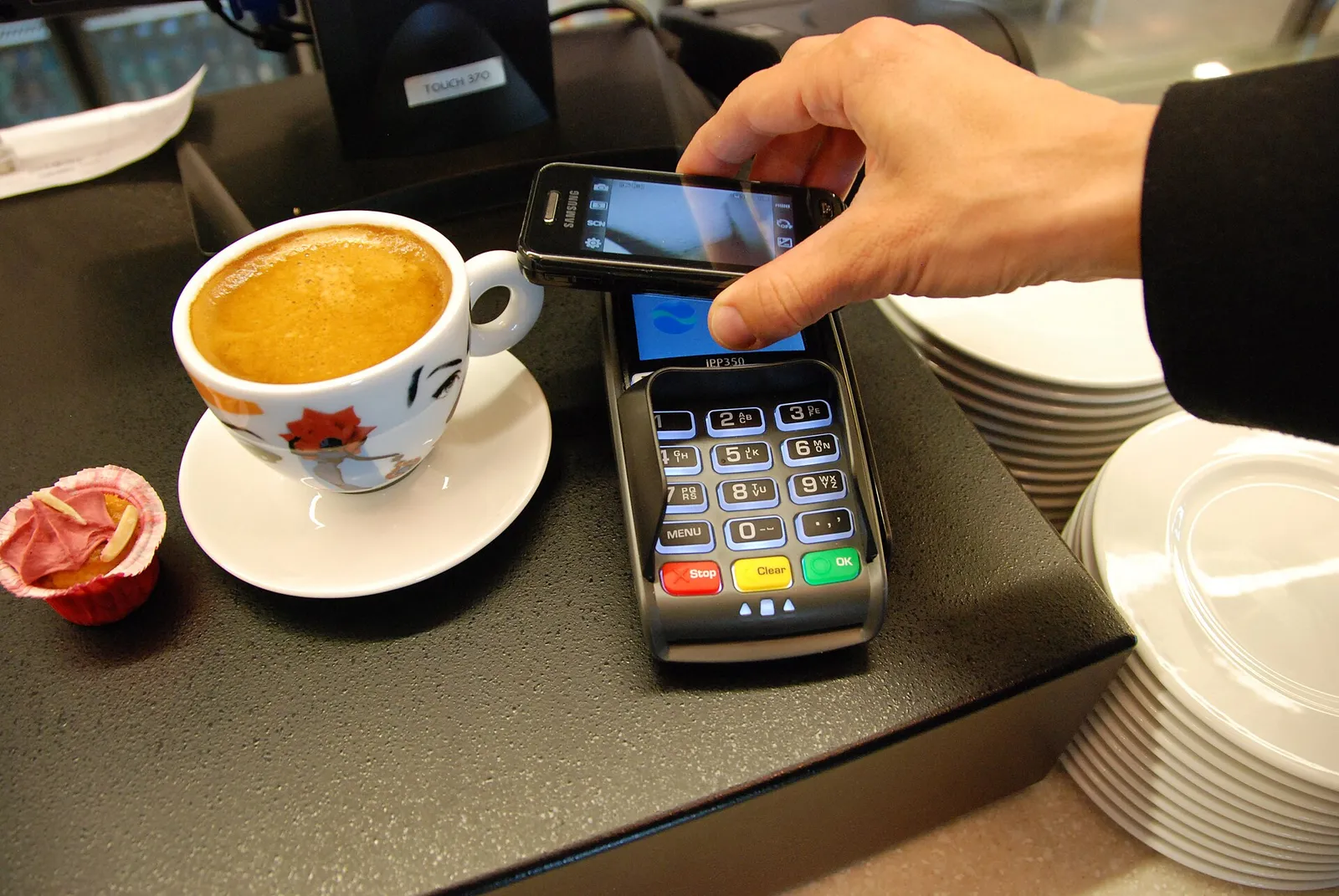 A person making a mobile payment