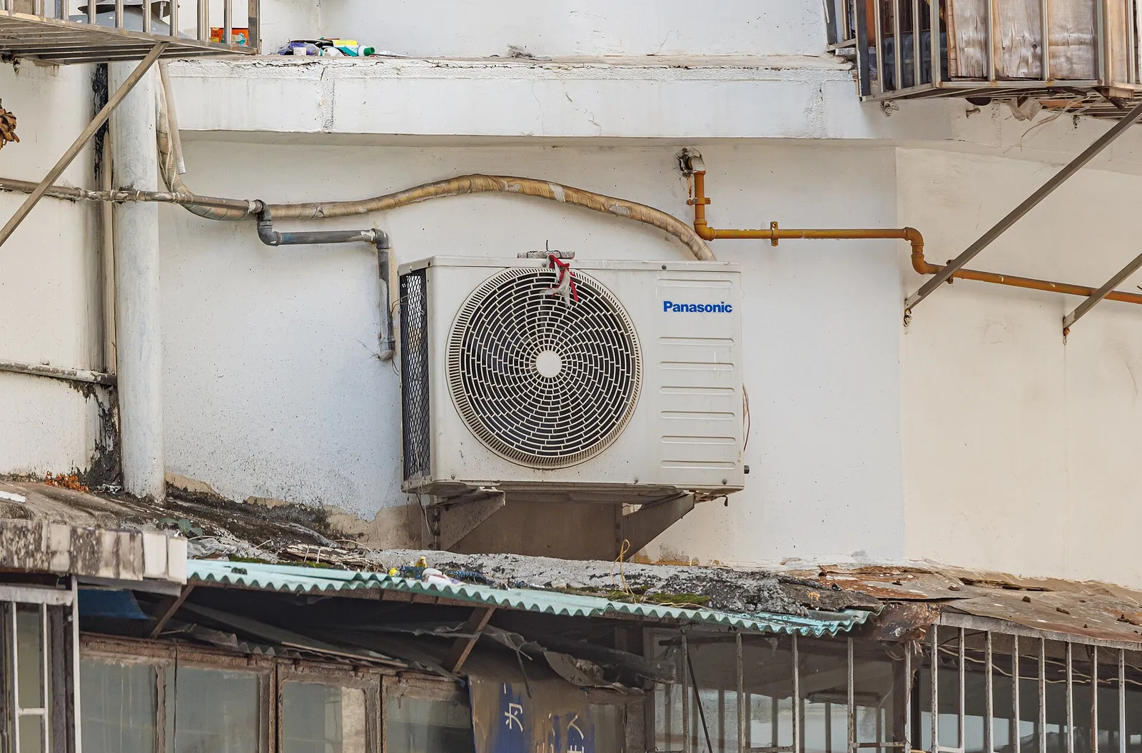 Air-conditioner outdoor units on a building