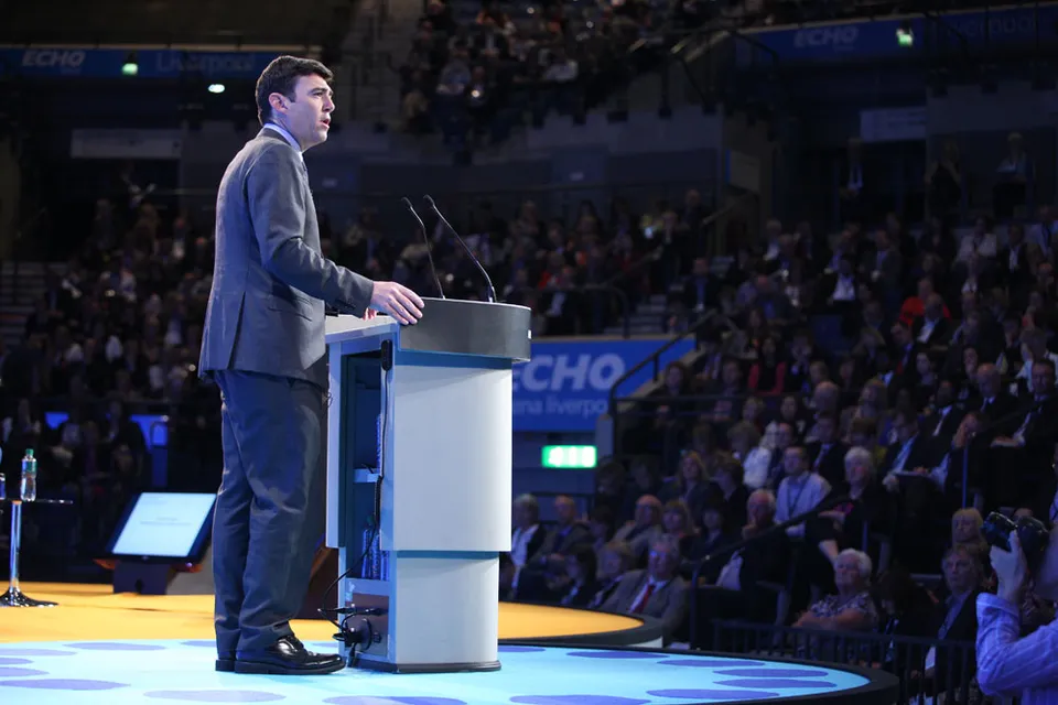 Andy Burnham speaking at an NHS Confederation annual conference