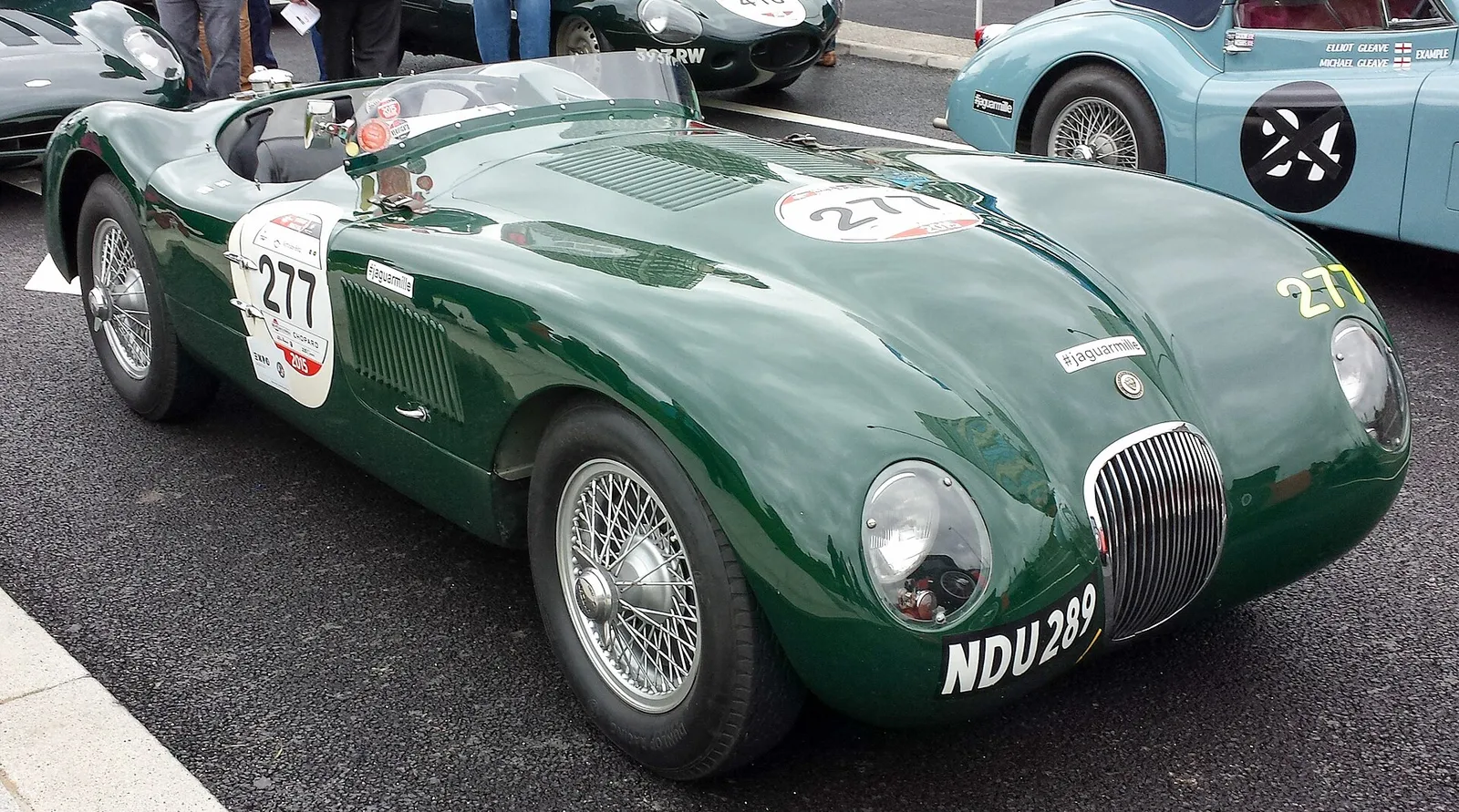 A classic Jaguar C-Type from 1953, an example of the marque's traditional curved styling