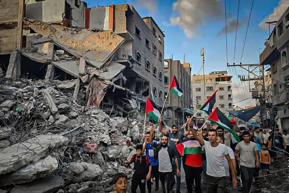 Destroyed buildings in the Gaza Strip