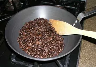 Coffee beans being roasted