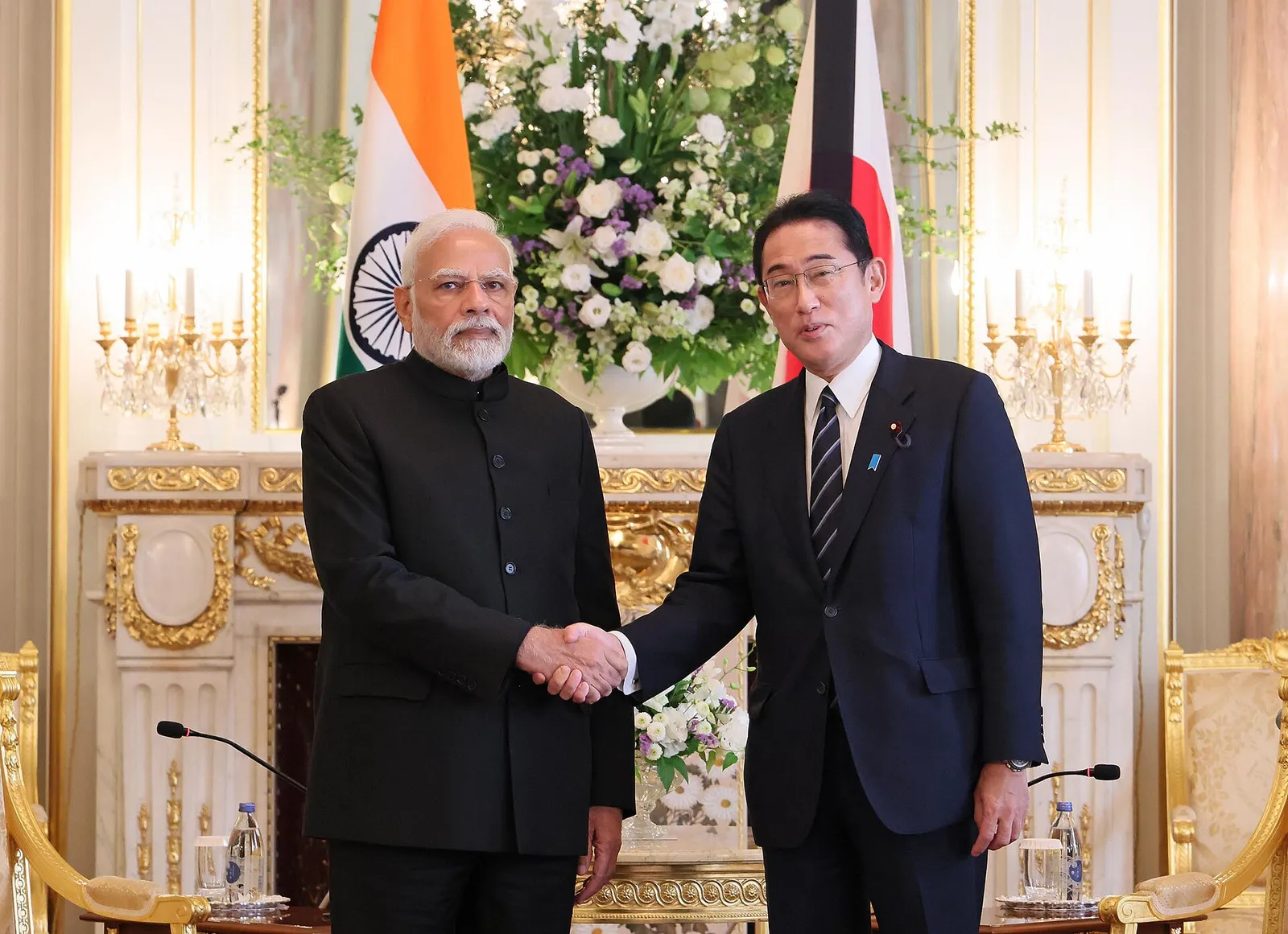India's Prime Minister Narendra Modi, right, with a Japanese prime minister (file photograph, 2022)