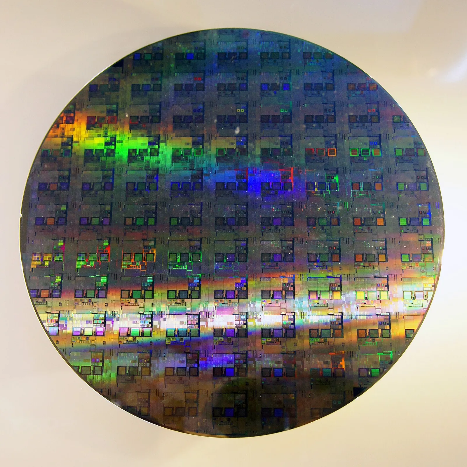 A silicon wafer used to make semiconductors