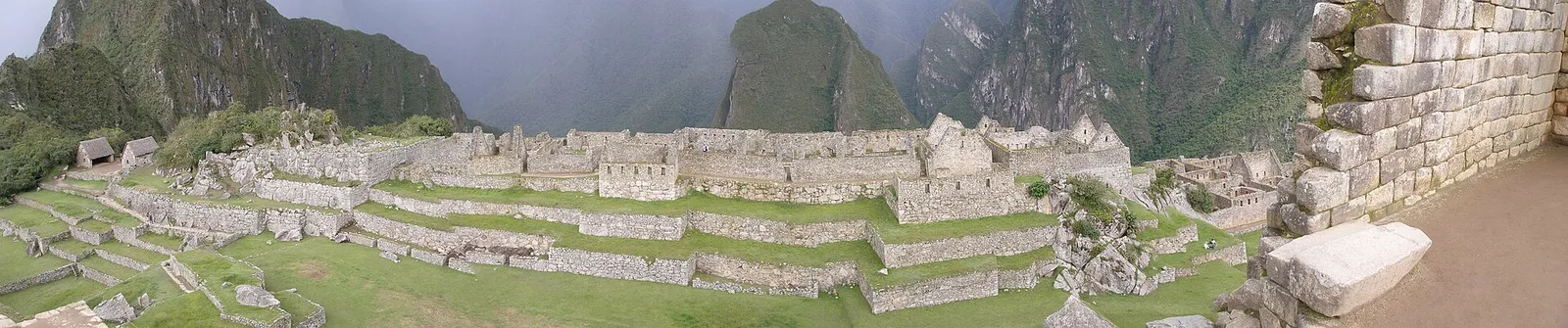 The Inca citadel of Machu Picchu with the peak of Huayna Picchu behind