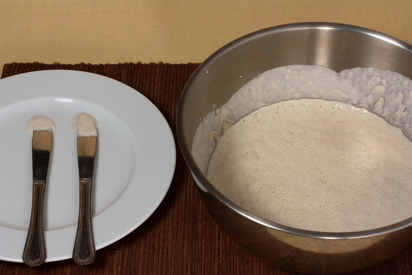 A jar of active sourdough starter