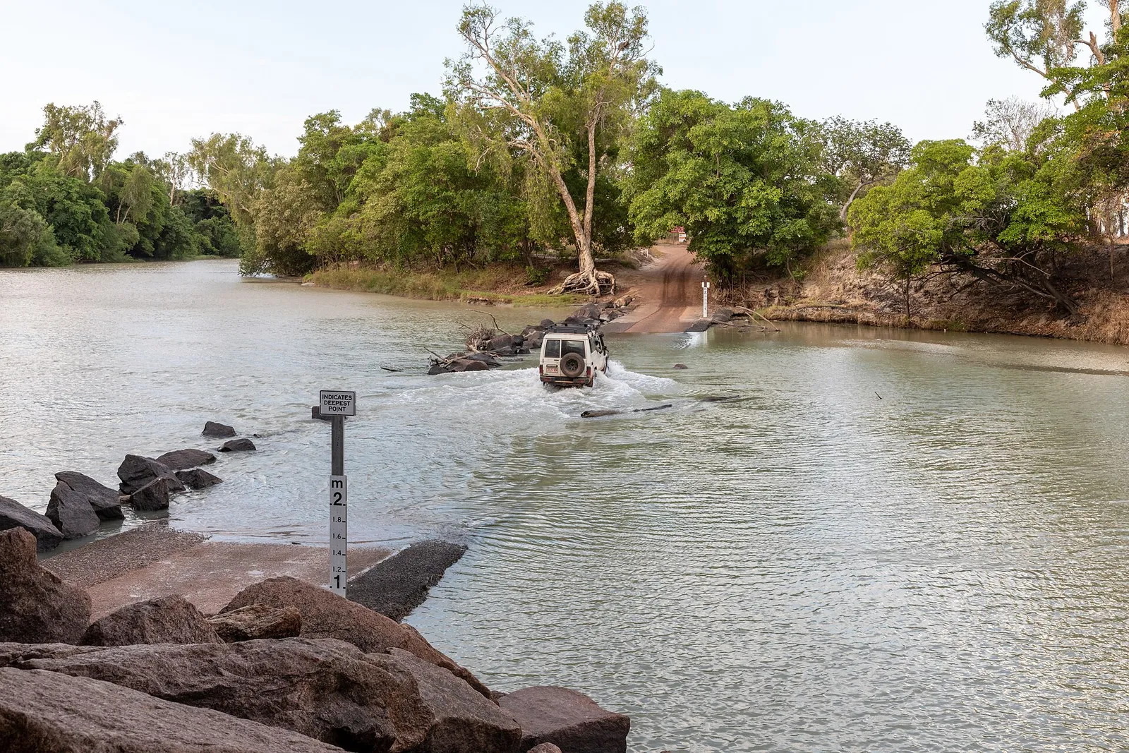 The East Alligator River at Cahills Crossing, the gateway to Arnhem Land in Australia's Northern Territory