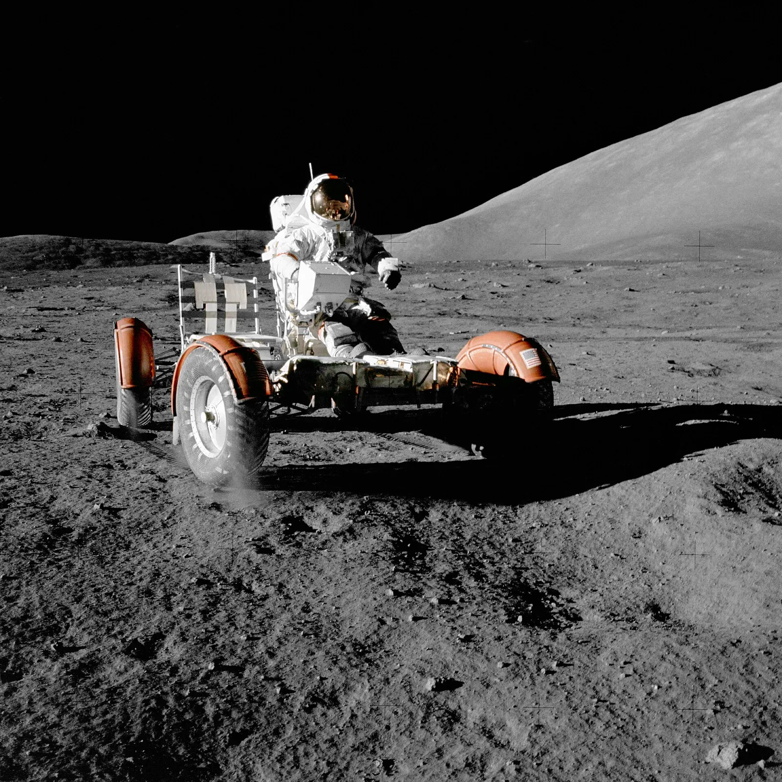 NASA's Apollo 17 lunar roving vehicle on the Moon, the design inspiration for the Amble One
