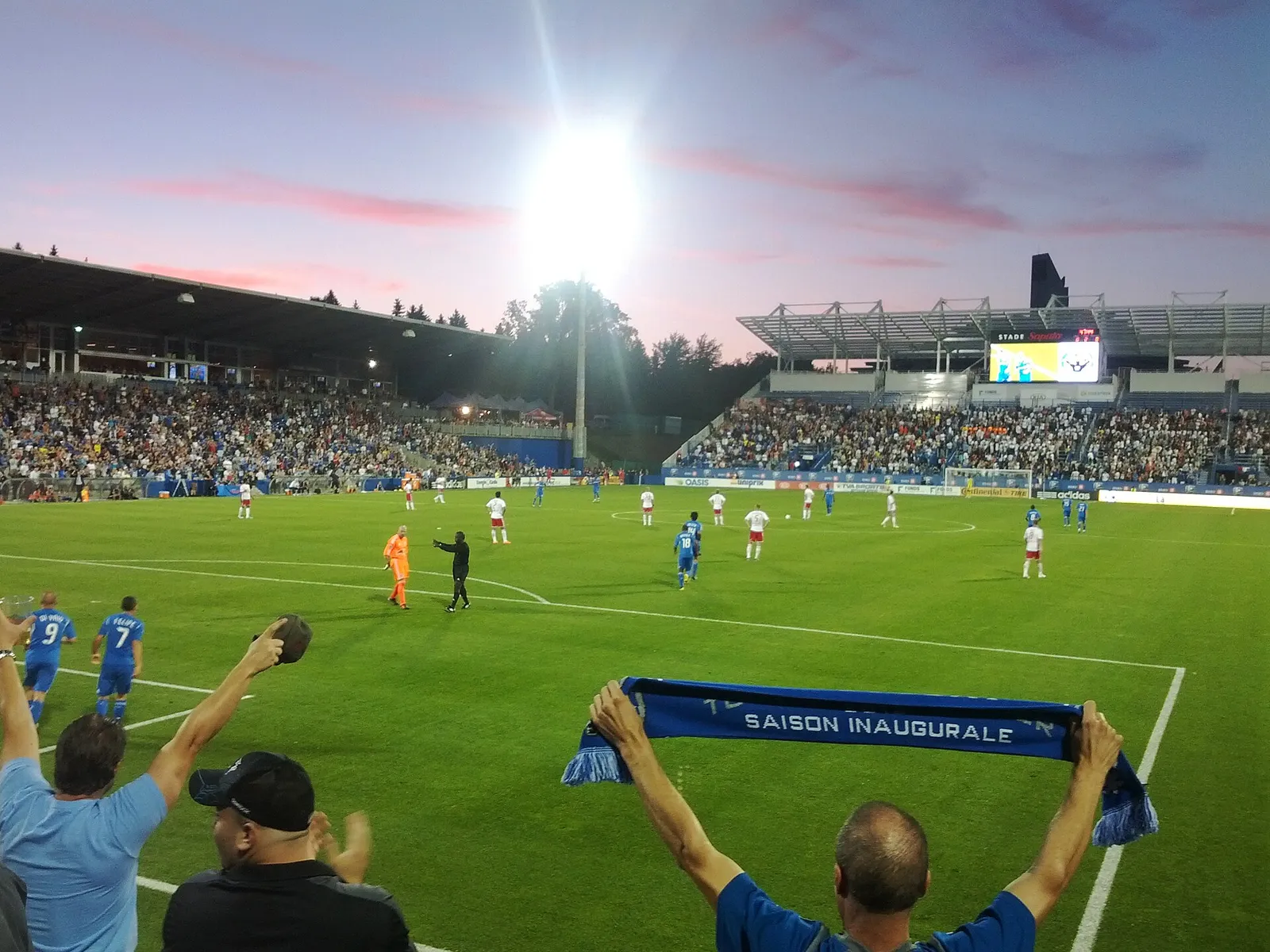A soccer stadium during a match