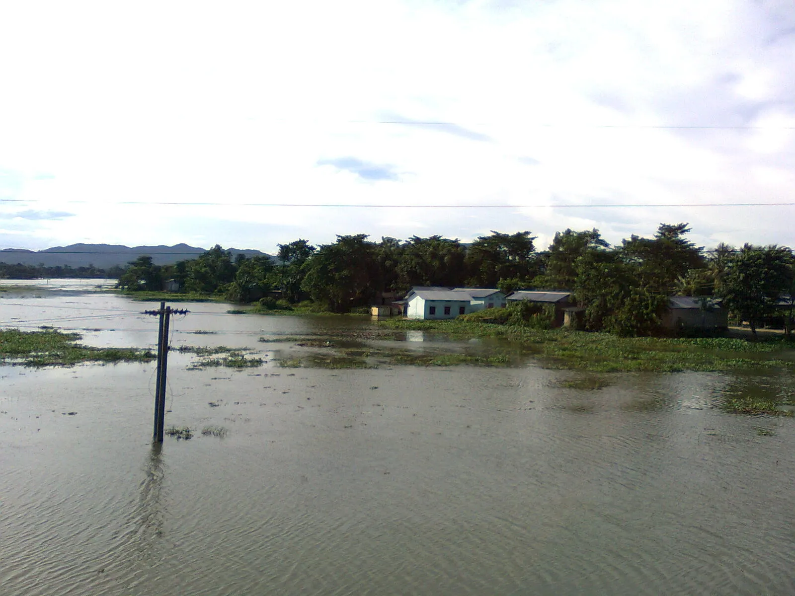 Floodwater across the Brahmaputra plains in Goalpara district, Assam