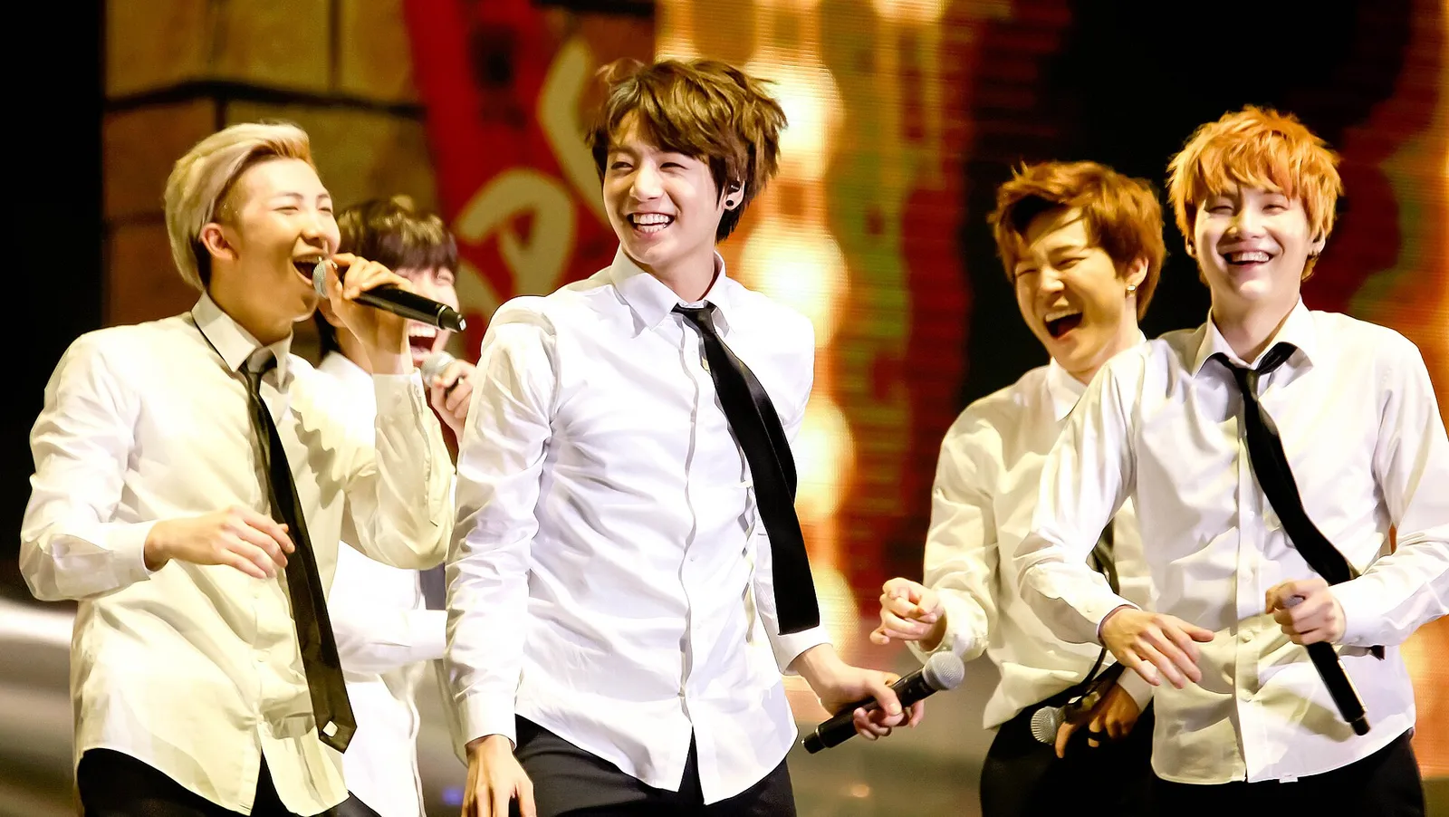 The South Korean group BTS performing in concert (file image, 2015)