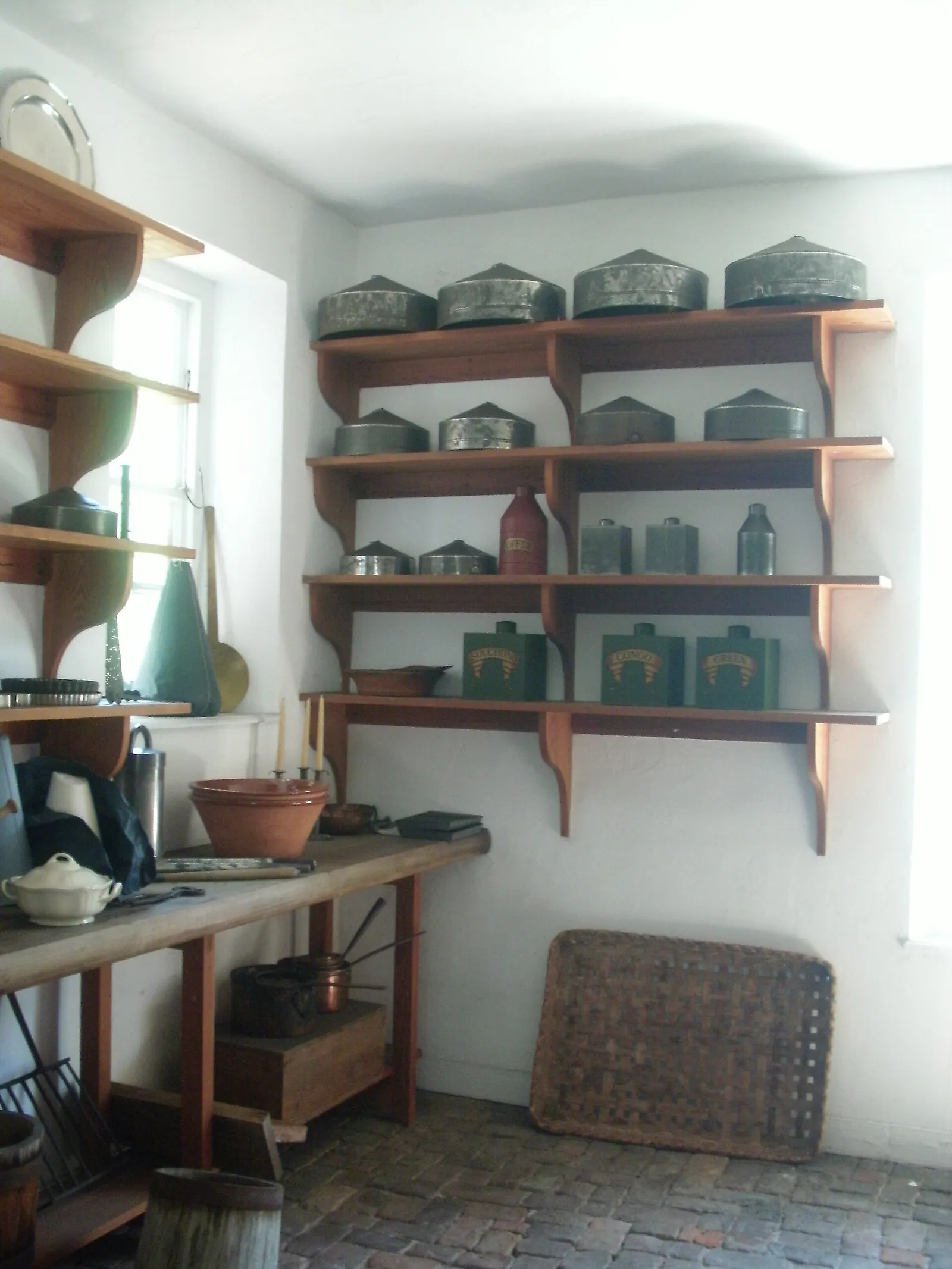 A recreated colonial-era kitchen at Colonial Williamsburg
