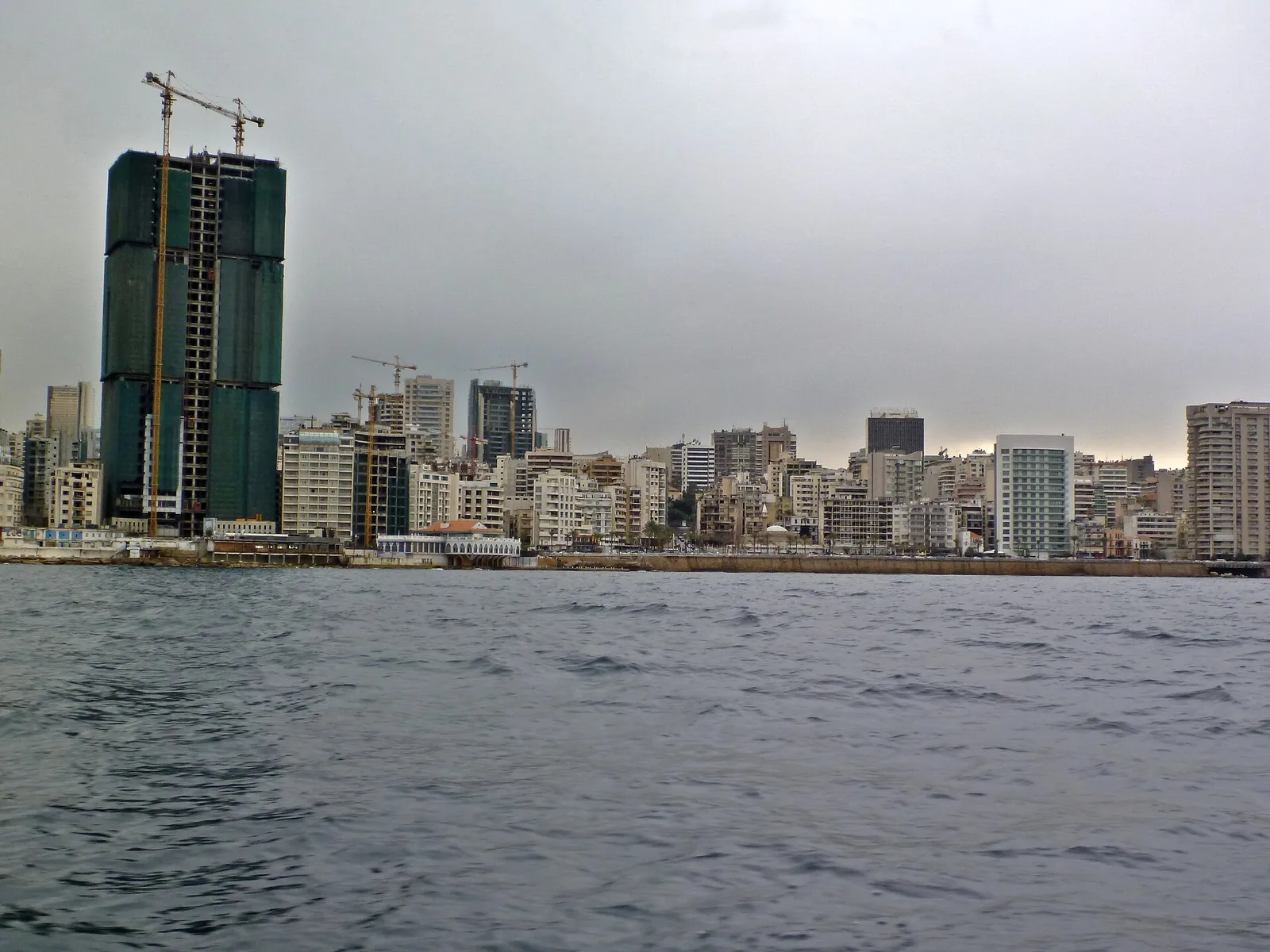 The Beirut waterfront seen from the sea
