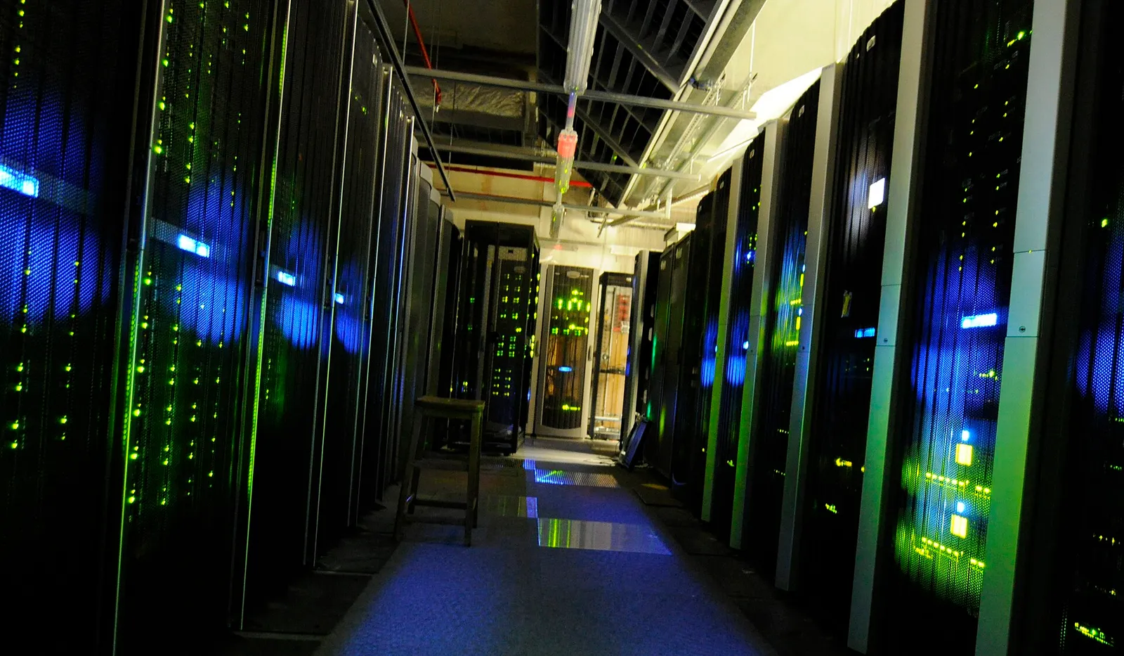 Racks of servers in a server room