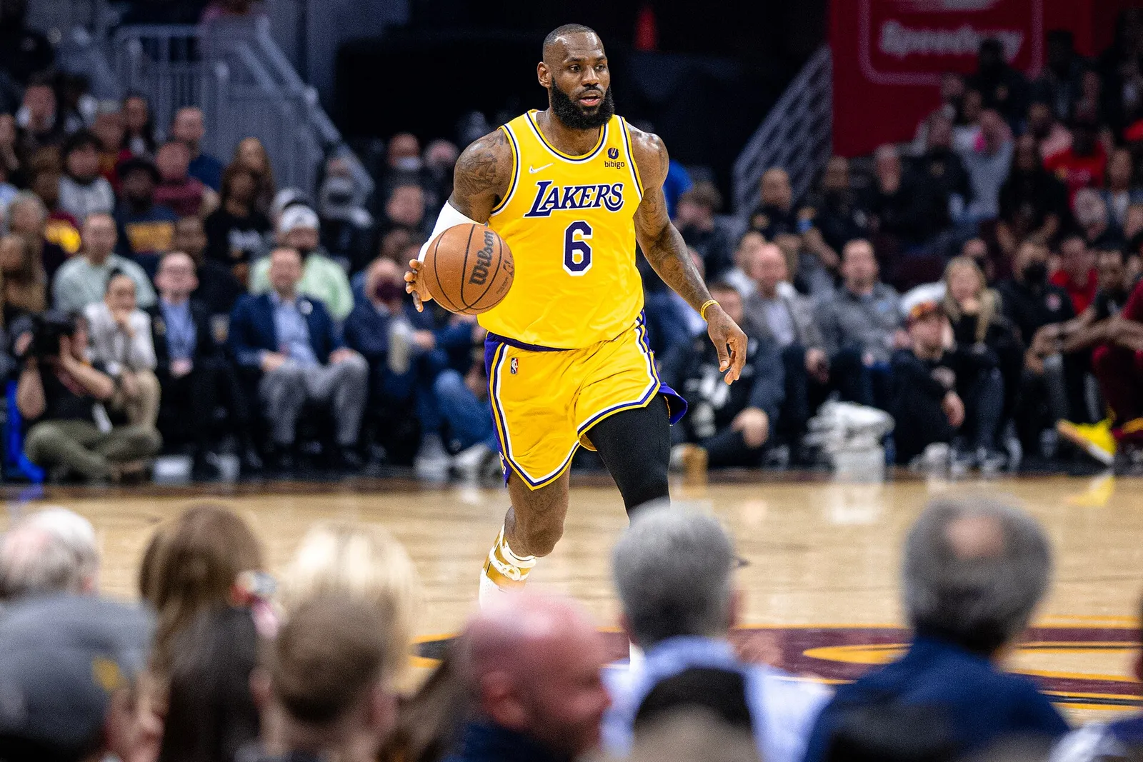 LeBron James playing for the Los Angeles Lakers (file photo)